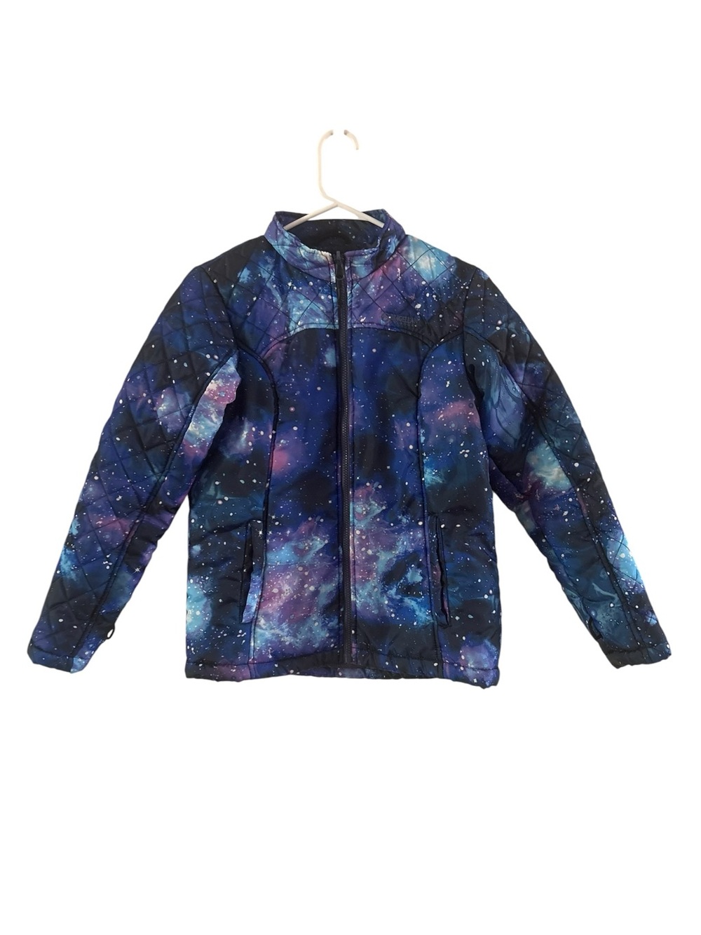 Magellan Outdoors Girls Jacket Galaxy Print Quilted Puffe Full Zip Size Large